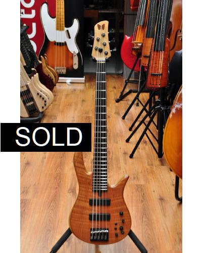 Fodera Monarch Std Special Doctorbass Edition Ebony Board 5 string 17.5mm spacing-Oak Neck-Figured Redwood top